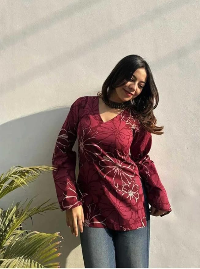 Arica Outfit Women's Cotton Floral Printed Short Kurti
